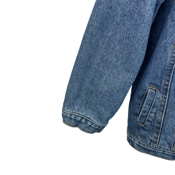 Ely Outerwear | Blue Denim Sherpa Lined Button 3/4 Sleeve Coat - Picture 4 of 8